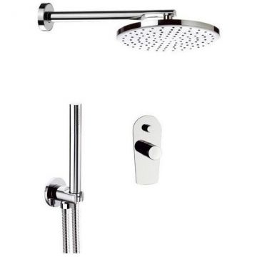 Душевой комплект Daniel (Дэниел) Fusion, на 2 потребителя, с кронштейном 30 см и круглым верхним душем 20 см, цвет глянцевый черный хром FU615ZOL-CF