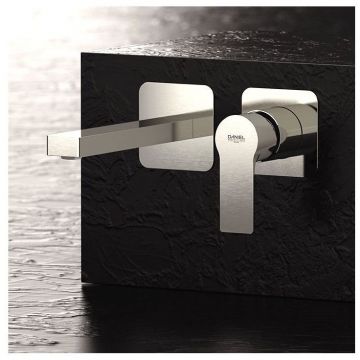 Смеситель для раковины Daniel (Дэниел) Reflex, встраиваемый в стену однорычажный (излив 18,8 см), цвет зачищенный никель RX632P-NP