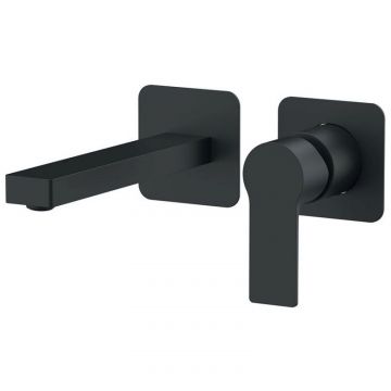 Смеситель для раковины Daniel (Дэниел) Reflex, встраиваемый в стену однорычажный (излив 18,8 см), цвет черный матовый RX632P-15