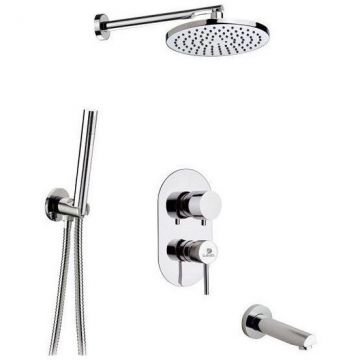 Душевой комплект Daniel (Дэниел) Suvi, на 3 потребителя, с круглым изливом, круглым верхним душем 20 см и кронштейном 30 см, цвет хром S20617Z-CR