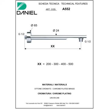 Душевой комплект Daniel (Дэниел) Suvi, на 3 потребителя, с круглым изливом, круглым верхним душем 20 см и кронштейном 30 см, цвет хром S20617Z-CR