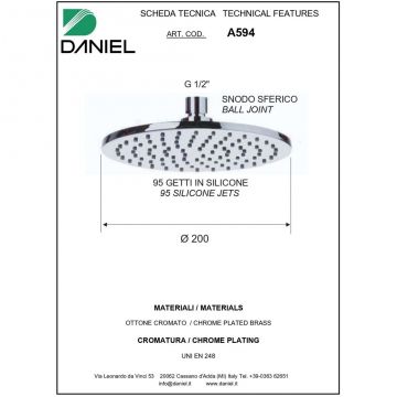 Душевой комплект Daniel (Дэниел) Suvi, на 3 потребителя, с круглым изливом, круглым верхним душем 20 см и кронштейном 30 см, цвет хром S20617Z-CR