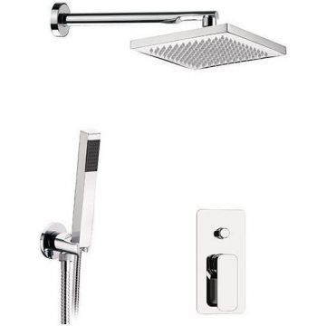 Душевой комплект Daniel (Дэниел) Tiara, на 2 потребителя, с кронштейном 30 см и квадратным верхним душем 20х20 см, цвет бронза TA615ZOL-63