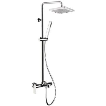 Душевая колонна Daniel (Дэниел) Tiara, не регулируемая по высоте, c изливом и квадратным верхним душем 20х20 см, цвет черный матовый TA636DU495590-15