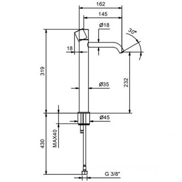 Смеситель Fantini (Фантини) Nostromo для раковины на 1 отверстие, высокий излив, цвет: черный матовый 50 13 G906WF