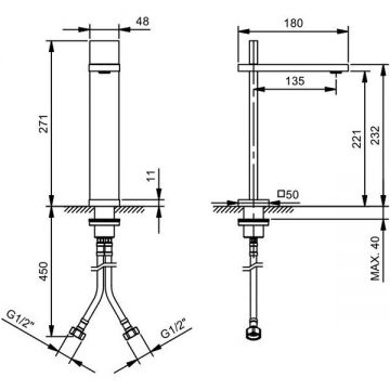 Смеситель Fantini (Фантини) AK/25 для раковины, 1 отверстие, излив: 135 мм, цвет: Маtt Gun Меtаl РVD 48 P5 T006WF
