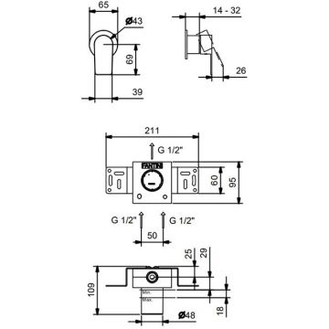 Смеситель Fantini (Фантини) Myo для душа, встраиваемый, цвет: черный матовый 61 13 V663B