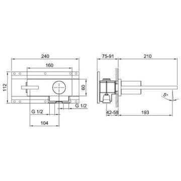 Смеситель Fantini (Фантини) Nostromo для душа встраиваемый, термостатический, с переключателем на 3 положения, горизонтальная установ, внешняя часть, цвет: черный матовый 87 13 G573B