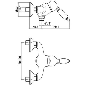 Смеситель Gattoni (Гаттони) Orta для душа, с белой ручкой, цвет: золото 24кт 2725/27D0 OLD