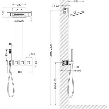 Встраиваемая душевая система с термостатом Timo (Тимо) Petruma, хром, SX-5249/00SM