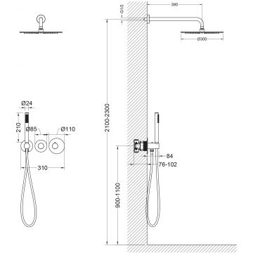 Встраиваемая душевая система с термостатом Timo (Тимо) Saona, матовое золото, SX-2359/17SM