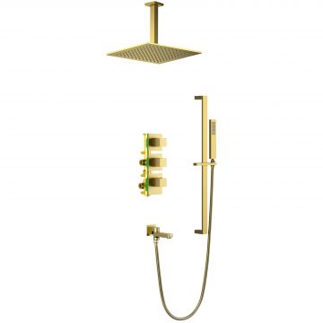 Встраиваемая душевая система с термостатом Timo (Тимо) Selene, матовое золото, SX-2239/17SM