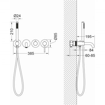 Встраиваемый смеситель для ванны Timo (Тимо) Saona, черное золото, 2314/18YSM
