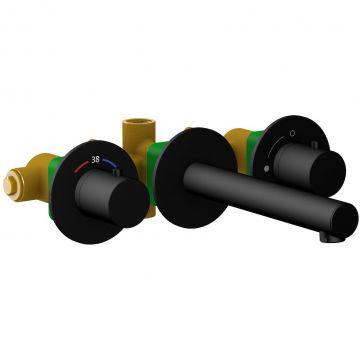 Встраиваемый смеситель для раковины с термостатом Timo (Тимо) Saona, черный, 2382/03SM