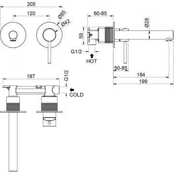 Встраиваемый смеситель для раковины с термостатом Timo (Тимо) Saona, черный, 2391/03SM