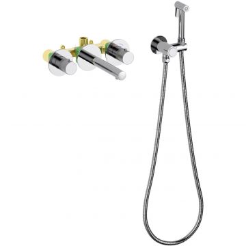 Встраиваемый термостатический смеситель для раковины с гигиеническим душем Timo (Тимо) Saona, хром, 2383/00SM