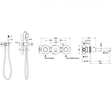 Встраиваемый термостатический смеситель для раковины с гигиеническим душем Timo (Тимо) Saona, хром, 2383/00SM