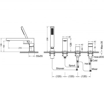 Смеситель на борт ванны Timo (Тимо) Selene, белый, 2130/16Y