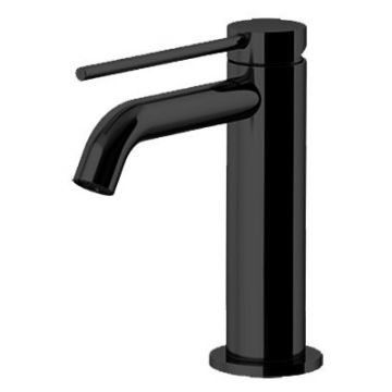 Смеситель Gattoni (Гаттони) Circle Two для раковины на 1 отверстие, излив 115 мм, с донным клапаном, цвет: черный матовый 9142/91NO