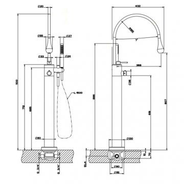Скрытая часть напольного термостатического смесителя Gessi (Гесси) для ванны 24997#031