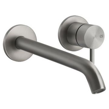 Смеситель Gessi (Гесси) 316 для раковины с изливом 20 см, без донного клапана, внешняя часть, цвет: шлифованная сталь 54086№ 239