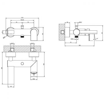 Смеситель Gessi (Гесси) Emporio Via manzoni для ванны,, подвесной, с автоматическим переключателем ванна-душ, black ХL 38613№ 299