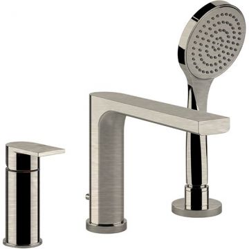 Смеситель Gessi (Гесси) Emporio Via manzoni для ванны, на 3 отверстия, с переключателем, изливом и шлангом 1, 50м, цвет: Finох Вrushеd Niскеl 38634№ 149