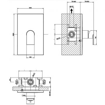 Смеситель Gessi (Гесси) Emporio Via manzoni для душа, встраиваемый, на 1 позицию, цвет: хром 44632№ 031