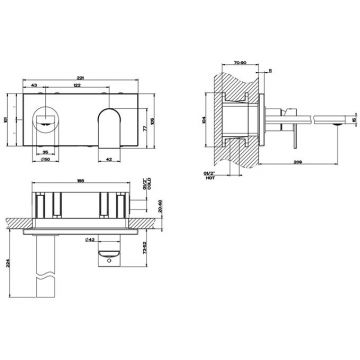 Смеситель Gessi (Гесси) Emporio Via manzoni для раковины, встраиваемый, излив: 20, 9 см., цвет: black ХL 44895№ 299