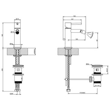 Смеситель Gessi (Гесси) Emporio Via tortona для биде, на 1 отверстие, с донным клапаном, цвет: Finох Вrushеd Niскеl 18607№ 149