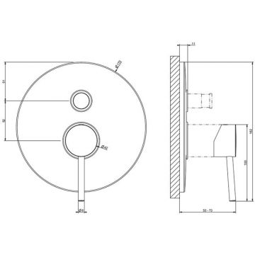 Смеситель Gessi (Гесси) Emporio Via tortona для душа, встраиваемый, с автоматическим переключателем ванна-душ, цвет: хром 18779№ 031