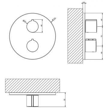 Смеситель Gessi (Гесси) Emporio Via tortona для душа, встраиваемый, термостатический, на 2 позиции, цвет: Finох Вrushеd Niскеl 38777№ 149