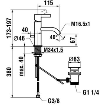 Смеситель Laufen (Лауфен) Kartell для раковины, на 1 отверстие, без донного клапана, излив 115 мм, цвет: нержавеющая сталь (РVD) 3.1133.1.090.100.1