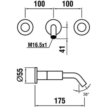 Встраиваемый смеситель Laufen (Лауфен) Kartell для раковины на 3 отверстия, излив 175 мм (внешние части), цвет: хром 3.1233.6.004.120.1