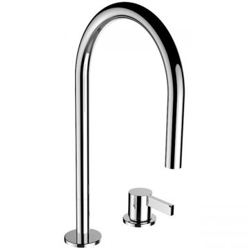 Смеситель Laufen (Лауфен) Kartell для раковины на 2 отверстия, с донным клапаном, поворотный излив 166 мм, цвет: хром 3.1133.2.004.221.1