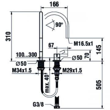 Смеситель Laufen (Лауфен) Kartell для раковины на 2 отверстия, с донным клапаном, поворотный излив 166 мм, цвет: хром 3.1133.2.004.221.1