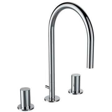 Смеситель Laufen Kartell для раковины на 3 отверстия, без донного клапана, поворотный излив 166 мм, цвет: хром 3.1233.3.004.220.1