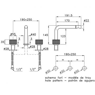 Смеситель Stella (Стелла) Sirius для раковины на 3 отверстия без донного клапана, цвет: хром SR00021CR00