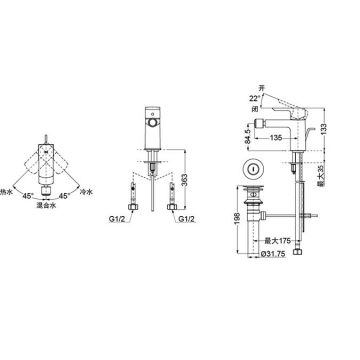 Смеситель Toto (Тото) Jewelhex для биде с донным клапаном, цвет: хром TRG02301R