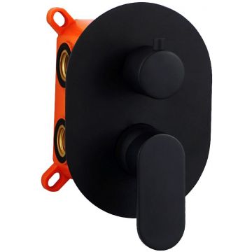 Смеситель для душа AQG (АКУГ) Beta, встраиваемый на 2 выхода, с дивертером, цвет черный матовый 01BET351NG