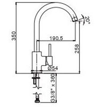 Смеситель для кухни AQG (АКУГ) MINIMALISTA, с закругленным поворотным изливом, цвет хром 05MIN500CR