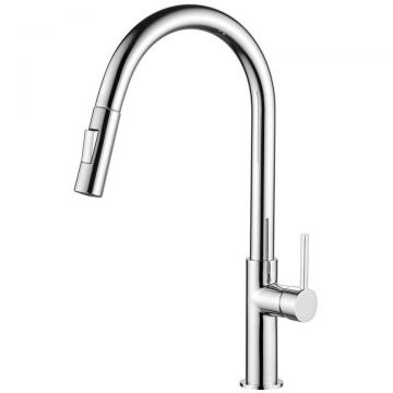 Смеситель для кухни AQG (АКУГ) SORT, с закругленным поворотным 2х режинным изливом, цвет хром 05SOR510CR
