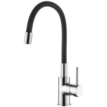 Смеситель для кухни AQG WOLLOBY, с гибким черным изливом, цвет хром 05WOL570NG