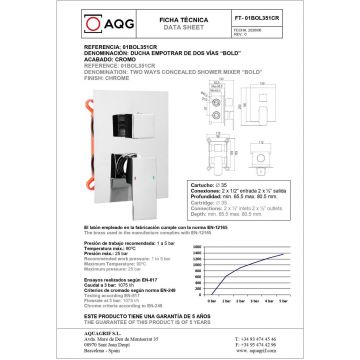 Душевой комплект AQG Bold, на 2 потребителя, с квадратным верхним душем 25х25 см и потолочным кронштейном 35 см, хром, 19BOLEC20402
