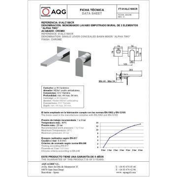 Смеситель AQG Alpha, встраиваемый в стену, однорычажный, хром, 01ALC180CR