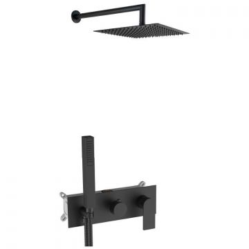 Душевой комплект AQG (АКУГ) Alpha, EC238 на 2-3 потребителя, с настенным кронштейном, цвет черный матовый 19ALPEC23805
