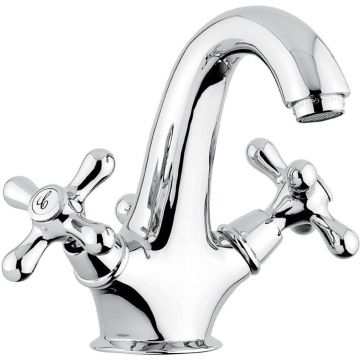 Смеситель Emmevi (Эммеви) Deco Classic, с донным клапаном для раковины, белый-золото, 12013/BO