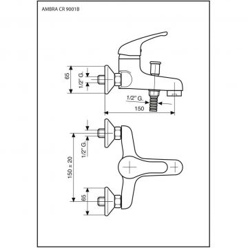 Смеситель Emmevi (Эммеви) Ambra, с ручным душем для ванной, белый-золото, 9001/BO