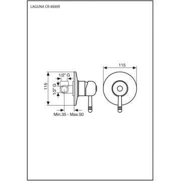 Смеситель Emmevi (Эммеви) Laguna, встраиваемый в стену, однорычажный, золото, 40009/OR