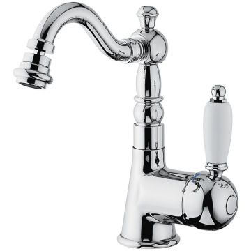 Смеситель однорычажный Emmevi (Эммеви) Laguna, излив 14,5 см, с донным клапаном, хром-золото, 40514/CO